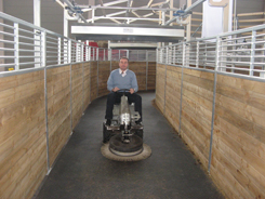 Roll-up gates rolled for cleaning